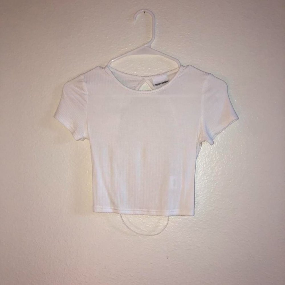 white crisscross back top